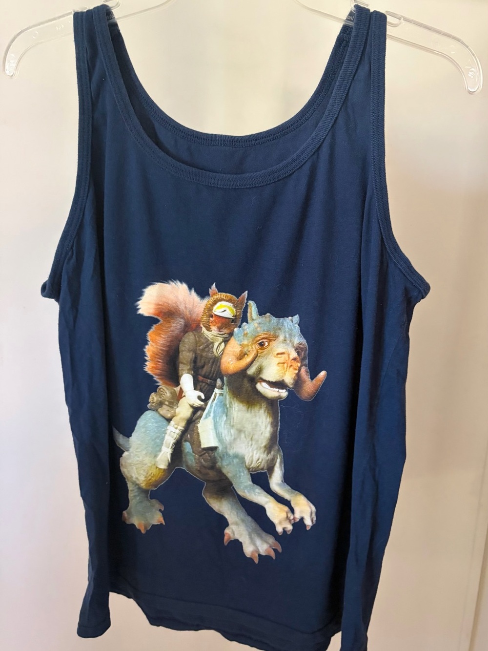Navy Graphic Tank Top with StarWars Squirrel